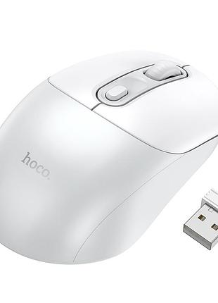 Беспроводная оптическая usb мышка wireless hoco gm28 радиус действия до 10 метров на частоте 2.4ghz от 800 до 1600 dpi white