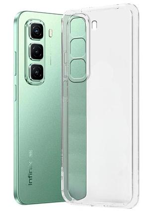 Чохол tpu transparent 1.5 мм із захистом камери для infinix hot 50 4g, прозорий захисний кейс безбарвний