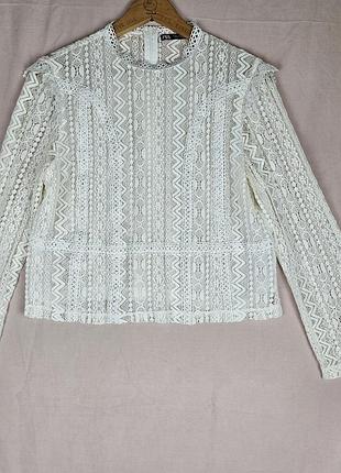 Белая кружевная блуза zara