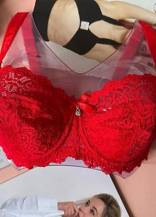 Бюстгальтер orietta avec анжелика, кружевной, мягкая чашка красный 75c