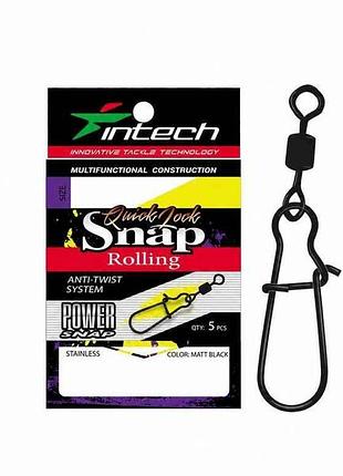 Вертлюг з карабіном №0 18кг 5шт matt black тм intech