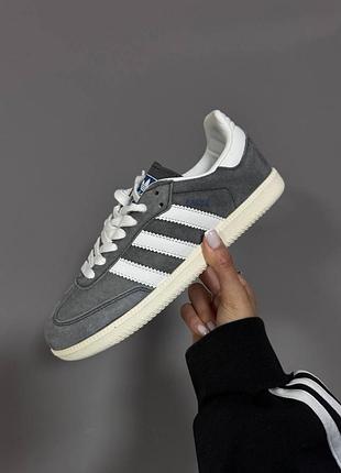 💕 жіночі кросівки adidas samba | grey suede / white sole (3)