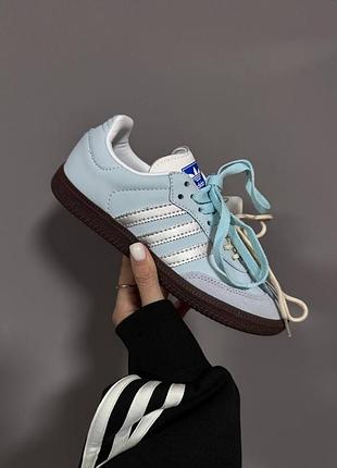 💕 жіночі кросівки adidas samba | blue / double laces premium (1)
