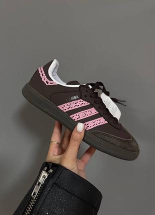 💕 жіночі кросівки adidas samba | brown / pink lace premium (6)