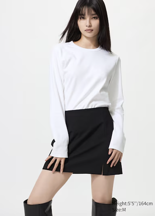 Лонгслив uniqlo белый базовый хлопок