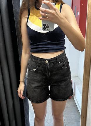 Джинсові чорні шорти zara бермуди мом