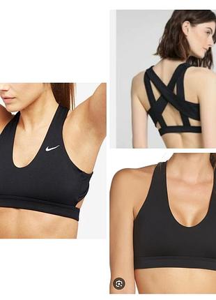 Спортивний топ бра nike dri-fit жіночий чорний фітнес йога з сіткою та перехресними бретелями розмір m оригінал шрі-ланка