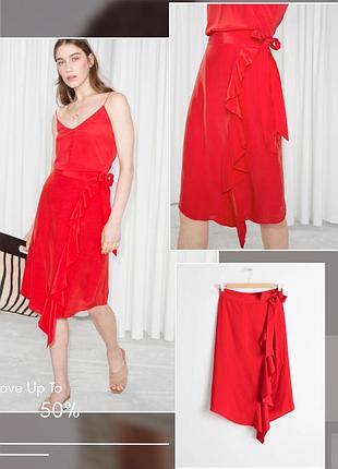 Стильна спідниця на запах & other stories рюша віскоза червона