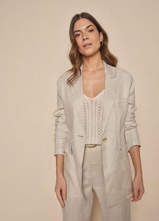 Літній лляний піджак блейзер із фактурного льону h&m