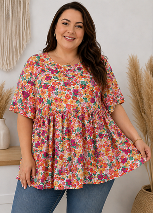 Блуза с цветочным принтом plus size