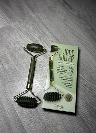Belluto jade roller двухсторонний нефритовый роллер для лица (одна сторона гладкая, другая — рифленая),массажер для лица,роллер для обличчя