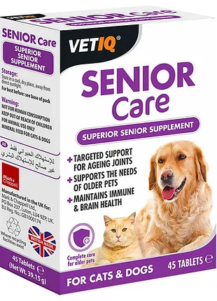 Vetiq senior care cats & dogs - вітамінний комплекс для котів та собак, що старіють 45 шт.