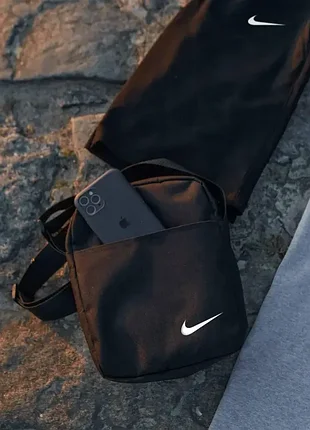 Сумка чорна nike, месенджер чоловічий найк, барсетка спортивна 2