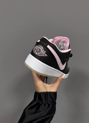 💕 жіночі кросівки air jordan retro 1 low | black / pink premium (8) 5