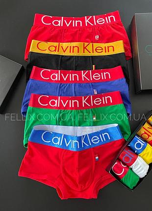Трусы боксеры мужские кельвин кляйн calvin klein world, комплект 5 штук разные цвета. размер l fellix боксери l