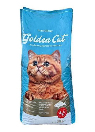 Сухой корм golden cat с рыбой для взрослых кошек 20 кг