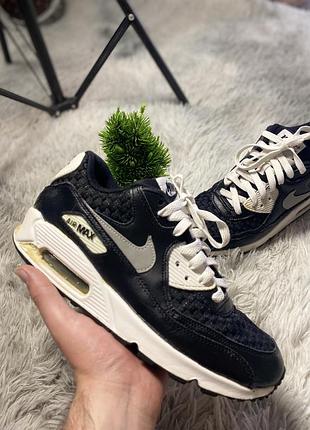 Nike air max 90 premium mesh чорні з білим, розмір 39