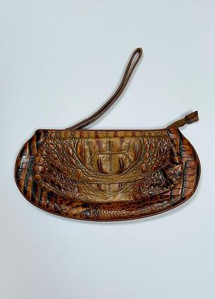 Brahmin винтажный кожаный коричневый кошелек тиснения крокодила оригинал