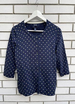 Синяя в горохи,трикотаж кофта,кардиган,джемпер,хлопок,оригинал tommy hilfiger