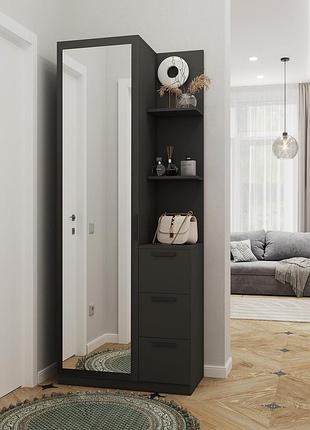 Передпокій з дзеркалом на дверях 800х2000. сучасний передпокій з розпашною шафою. антрацит
