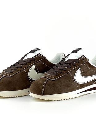 Кроссовки женские замшевые nike cortez se hangul day brown/white 36