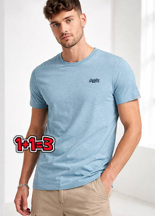 🎁1+1=3 фірмова чоловіча м'ятна футболка бавовна superdry, розмір 44 - 46