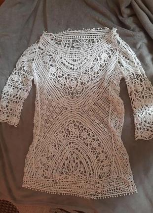 Накидка парео на купальник, ажурна, розмір xs, s