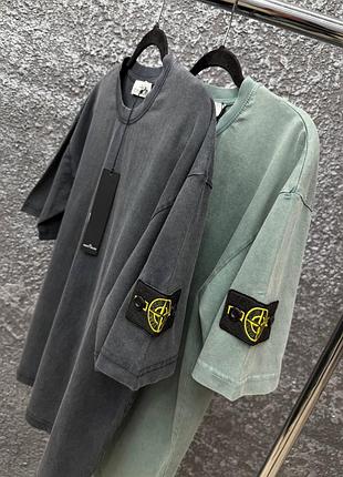 Футболка stone island сіра / зелена