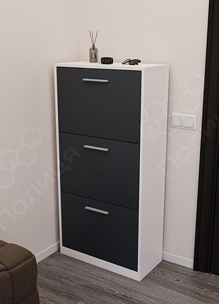 Тумба для взуття 120х59х28 із відкидними ящиками. закритий комод, шафа взуттєва білий+антрацит