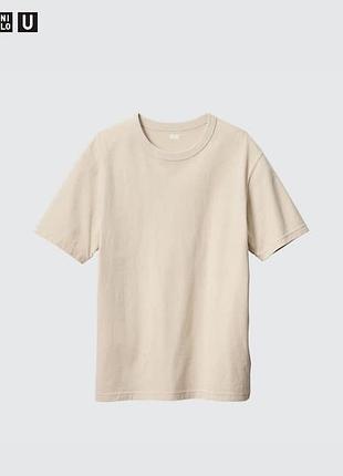 Футболка uniqlo бежева м, 100% бавовна