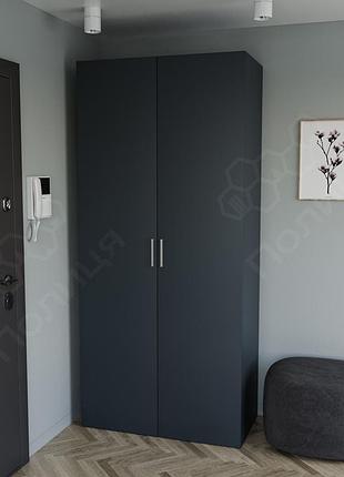 Шафа 219х100 розпашна зі штангою, гардероб в офіс, салон, в передпокій, шафа для верхнього одягу. антрацит