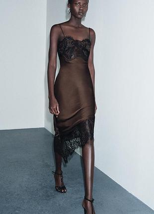 Кружевное платье в бельевом стиле zara