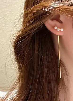 Сережки цвяшки з маленькими перлинками