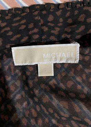 Шифонова блузка michael kors з принтом та краваткою lavallière з коричневого поліестеру 4