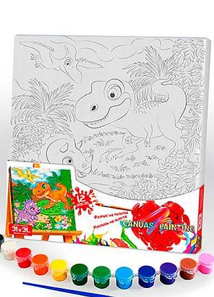 Картина по номерам danko toys "canvas painting" динозавры 31 на 31 см px-07-02