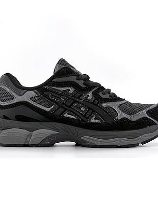 Чёрные кроссовки унисекс asics gel nyc graphite grey black х асикс 40