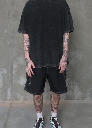 Мужская вываренная оверсайз футболка without washed black s-m