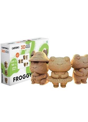 3d пазл картонний cartonic жаб'яче тріо 3 в 1 froggy trio 249 деталей