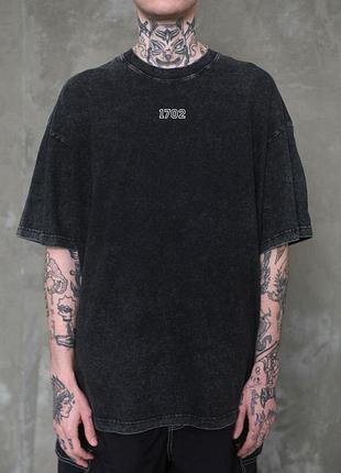 Жіноча виварена оверсайз футболка without washed black s/м, 44/46