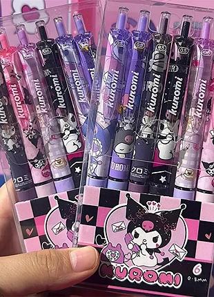 6 шт. гелевих ручок sanrio, швидковисихаючі гелеві ручки з мультфільмами, милі куромі