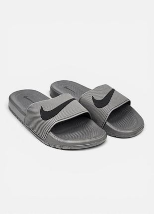 Мужские серые шлепанцы, тапочки nike kawa slide grey black х найк 42
