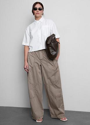 Женская укороченная рубашка блузка блуза в составе лен linen бренд primark, р.м.