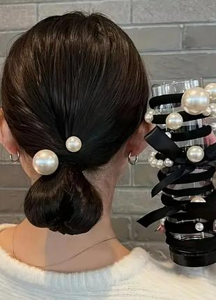 11 шт. черные эластичные резинки для косей с искусственными жемчужинками