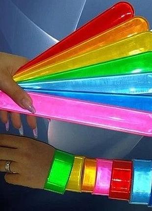 Світловідбиваючий браслет лінійка 22 см синій,червоний, оранж