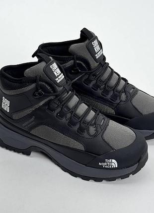 Мужские кроссовки the north face x soukuu glenclyffe fur черно серые высокие кроссы на зиму зе норс фейс х суку гленклифф фур