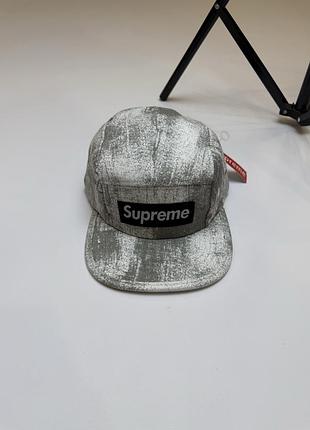Supreme snapback cap / суприм кепка бейсболка пятипанелька снепбек с плоским козырьком серая