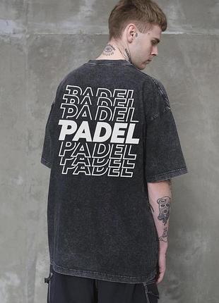 Мужская вываренная оверсайз футболка without washed с принтом padel black