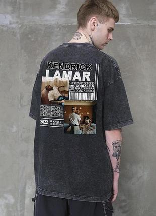 Мужская вываренная оверсайз футболка without washed с принтом kendrick black s/m