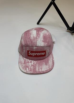 Supreme snapback cap / суприм кепка бейсболка пятипанелька снепбек с плоским козырьком розовая