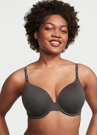 Бюстгальтер victoria's secret the t-shirt perfect shape cotton push-up 34b або 75в темно сірий